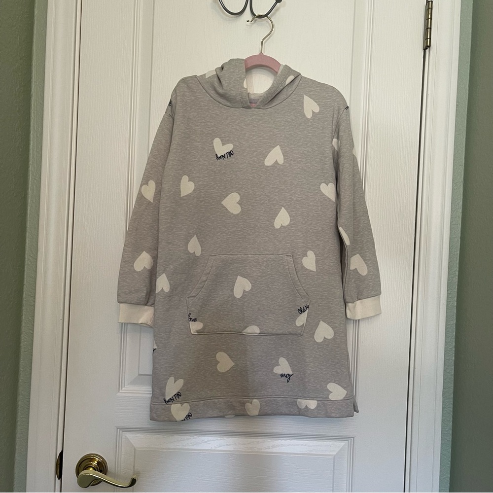 Old Navy Girls Hoodie Dress Gray Small “LOVE” Logo Size 8